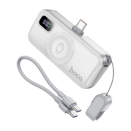 แบตสำรอง HOCO A18C 5000MAH สีขาว แบบ TYPE-C พร้อมระบบชาร์จไร้สาย APPLE WATCH และ ชาร์จเร็ว PD 20W / QC 3.0_0